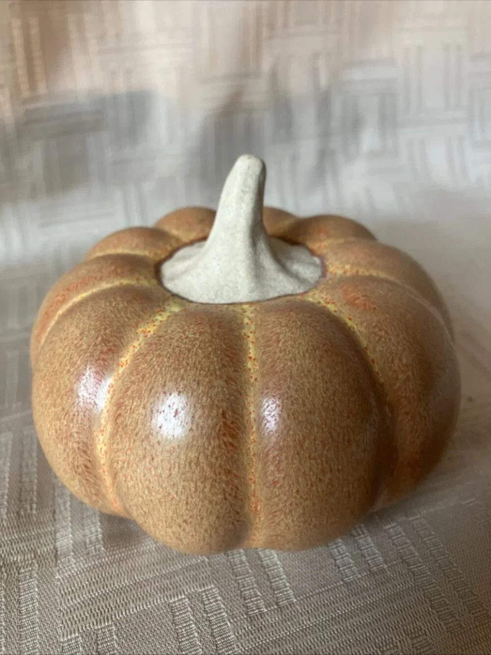 Decorative Ceramic Pumpkin Small Round Speckled Tan, Yellow & Orange Fall